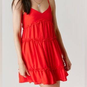 Sara Ruffle Mini Dress Red